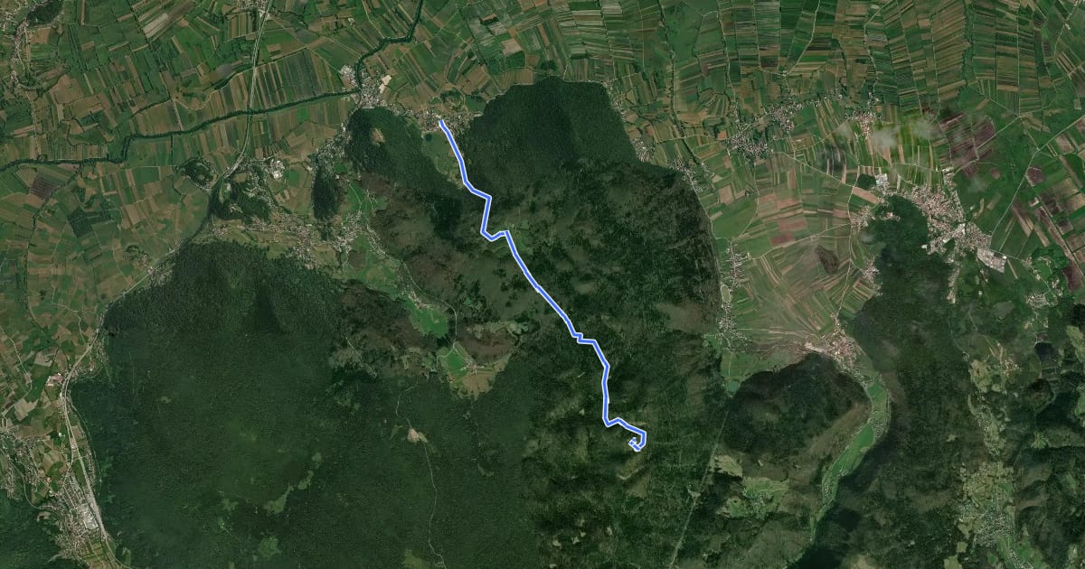 Маршрут Jezero - Planinca - Krim на спутниковом снимке