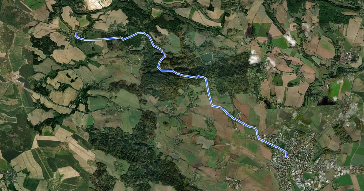 Маршрут [Č] Jičín – Mladějov (red trail) на спутниковом снимке