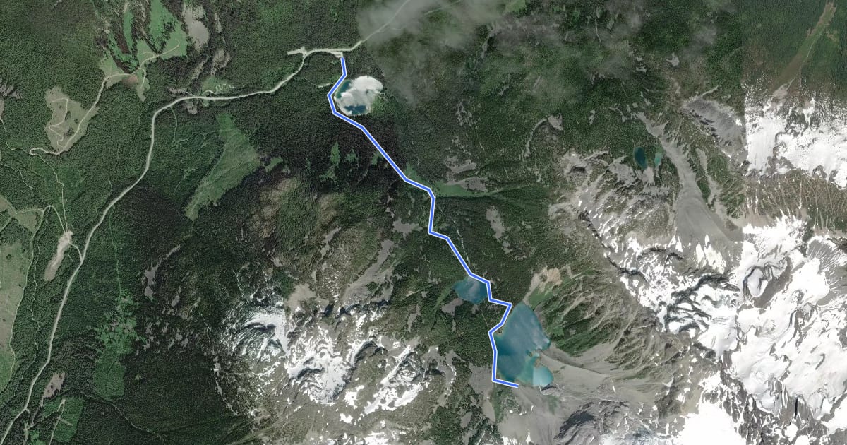 Маршрут Joffre Lakes Trail на спутниковом снимке
