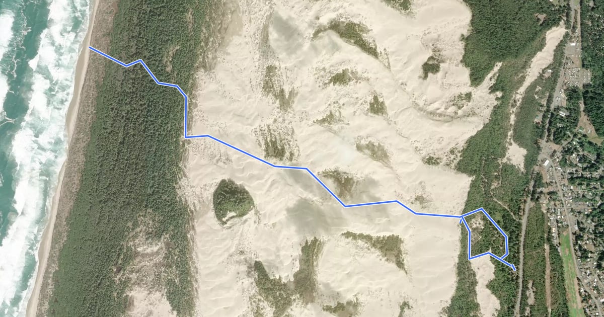 Маршрут John Dellenback Dunes Trail на спутниковом снимке