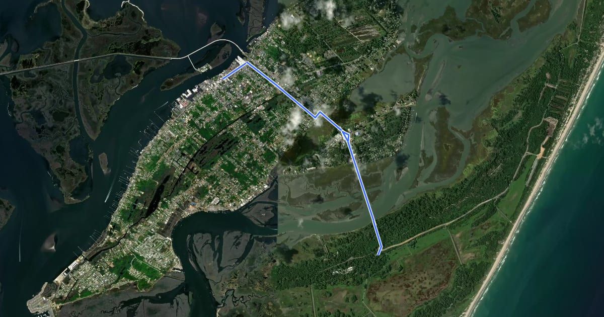 Маршрут John H. Tarr Bay to Beach Trail на спутниковом снимке