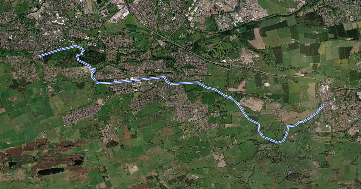 Маршрут John Muir Way (Falkirk to Linlithgow) на спутниковом снимке