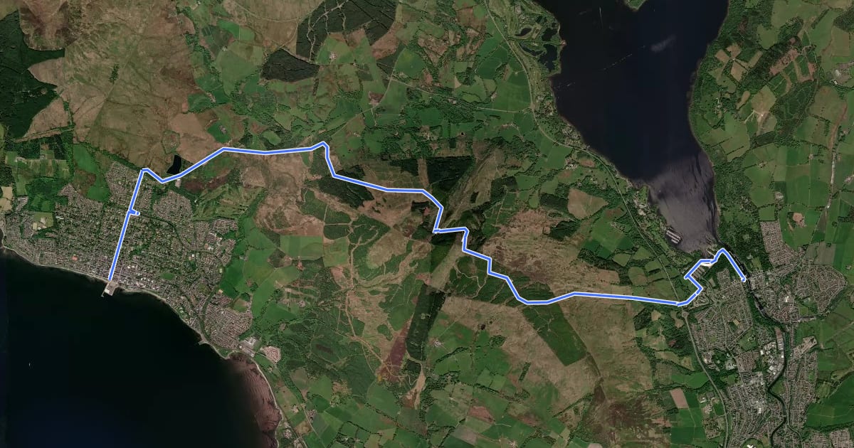 Маршрут John Muir Way (Helensburgh to Balloch) на спутниковом снимке