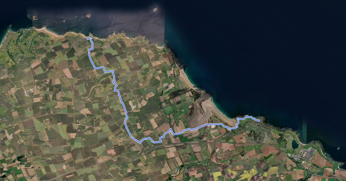 Маршрут John Muir Way (North Berwick to Dunbar) на спутниковом снимке
