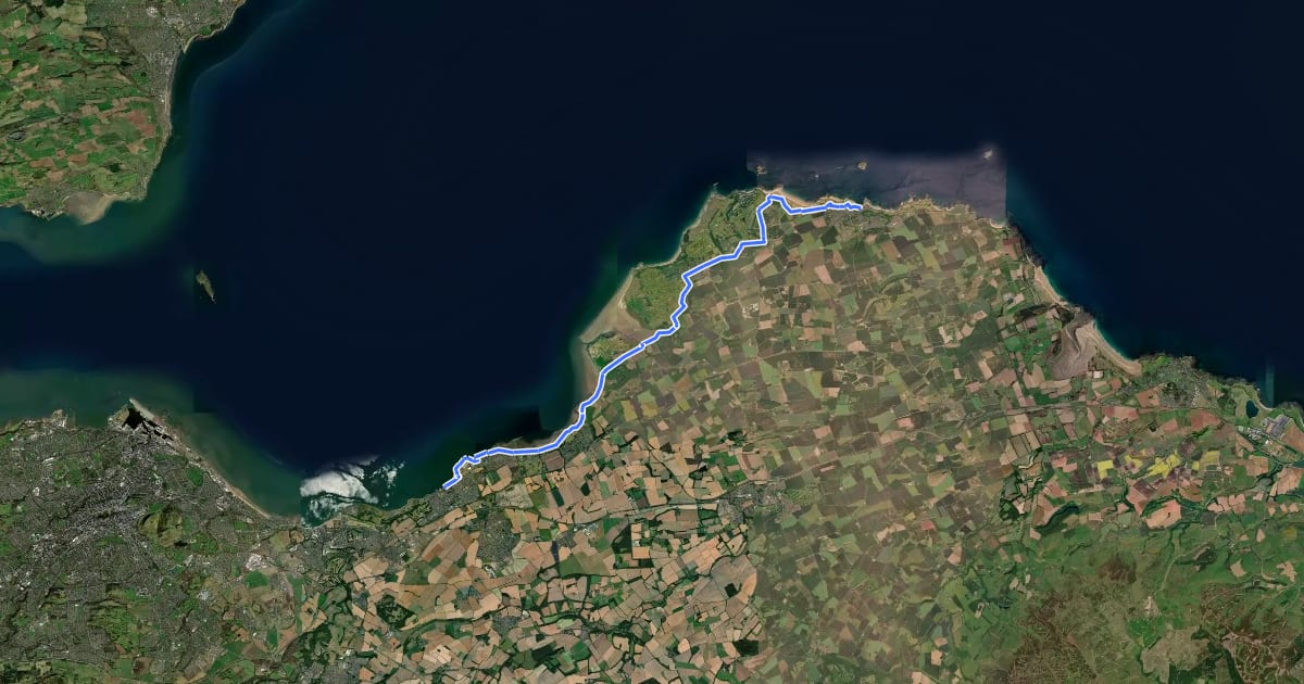 Маршрут John Muir Way (Prestonpans to North Berwick) на спутниковом снимке