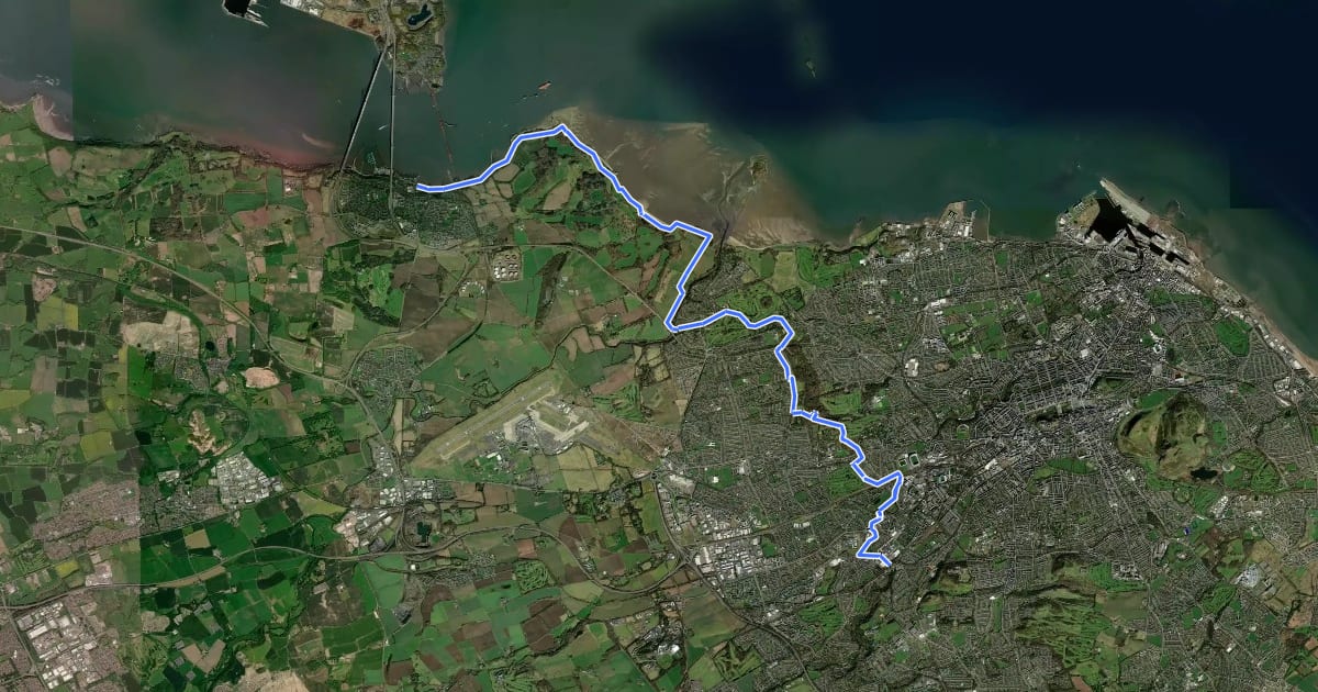 Маршрут John Muir Way (South Queensferry to Edinburgh part 1) на спутниковом снимке