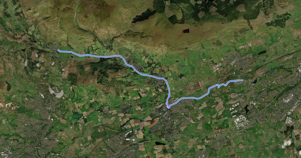 Маршрут John Muir Way (Strathblane to Croy) на спутниковом снимке