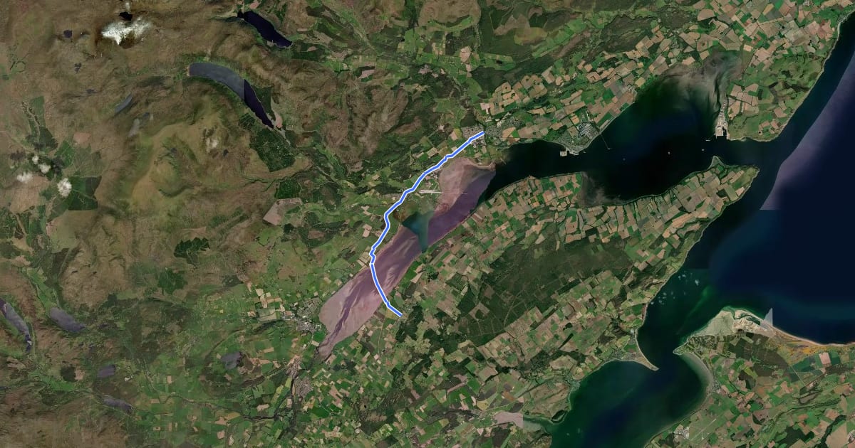 Маршрут John O'Groats Trail (Culbokie to Alness) на спутниковом снимке