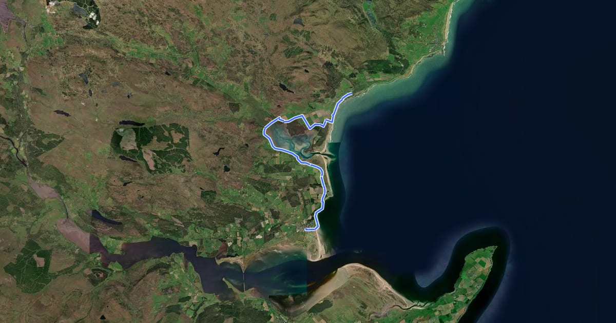 Маршрут John O'Groats Trail (Dornoch to Golspie) на спутниковом снимке