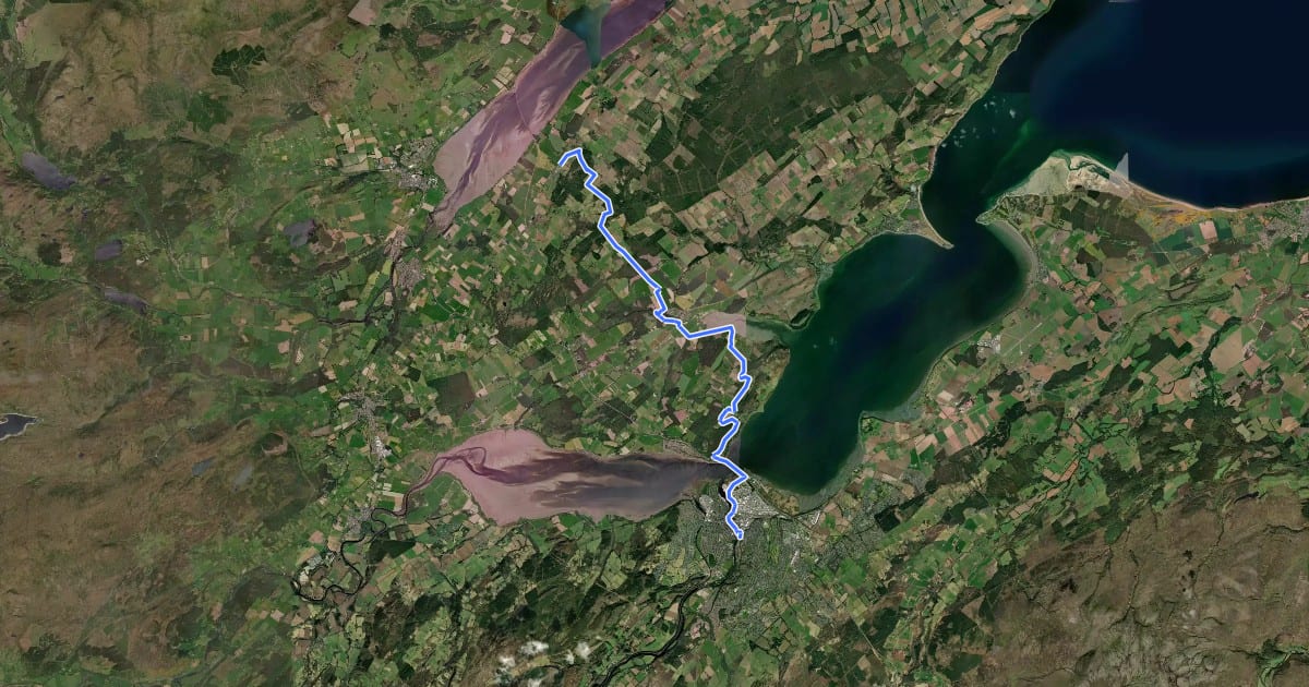 Маршрут John O'Groats Trail (Inverness to Culbokie) на спутниковом снимке