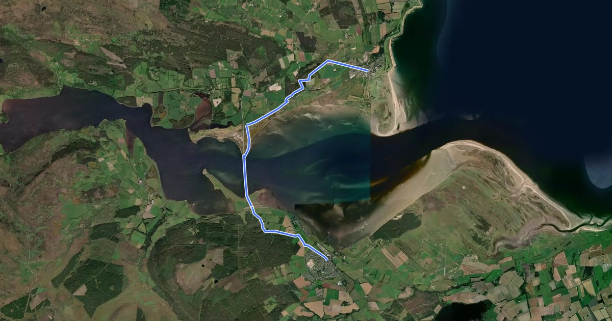 Маршрут John O'Groats Trail (Tain to Dornoch) на спутниковом снимке