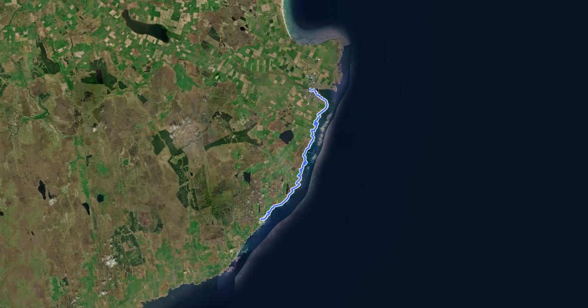 Маршрут John O'Groats Trail (Whaligoe to Wick) на спутниковом снимке