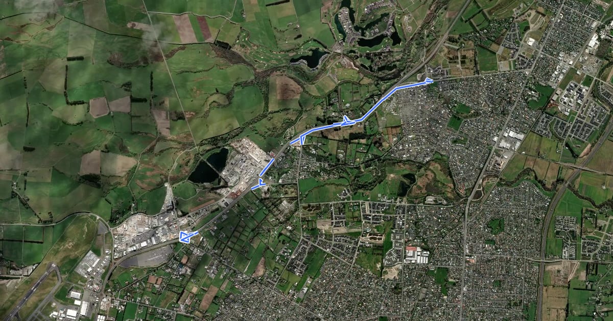 Маршрут Johns Road Shared Path на спутниковом снимке