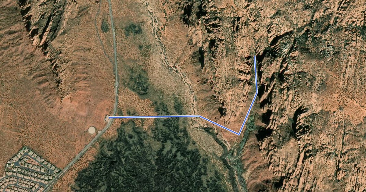 Маршрут Johnson Canyon на спутниковом снимке