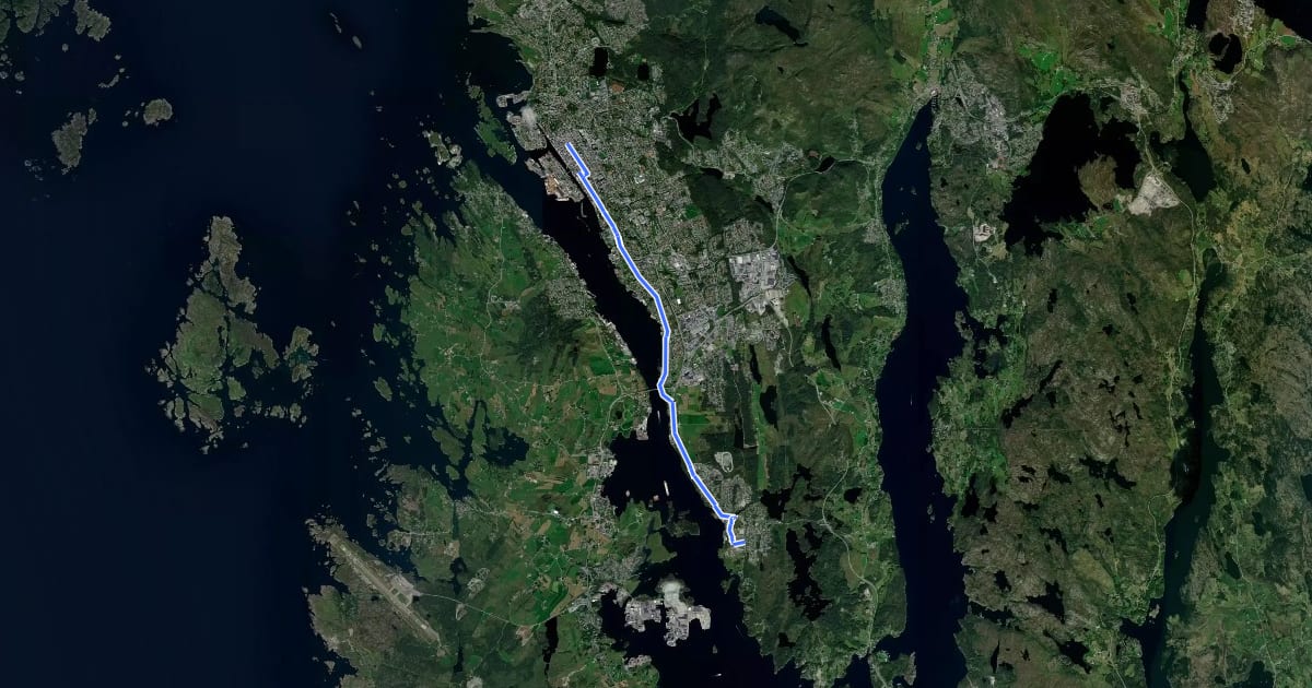 Маршрут Jomfruvegen grønn rute на спутниковом снимке