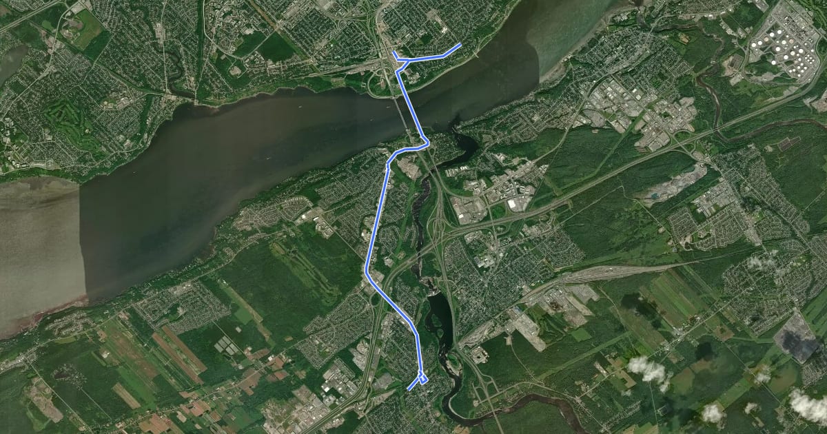 Маршрут Jonction Saint Rédempteur-Québec на спутниковом снимке