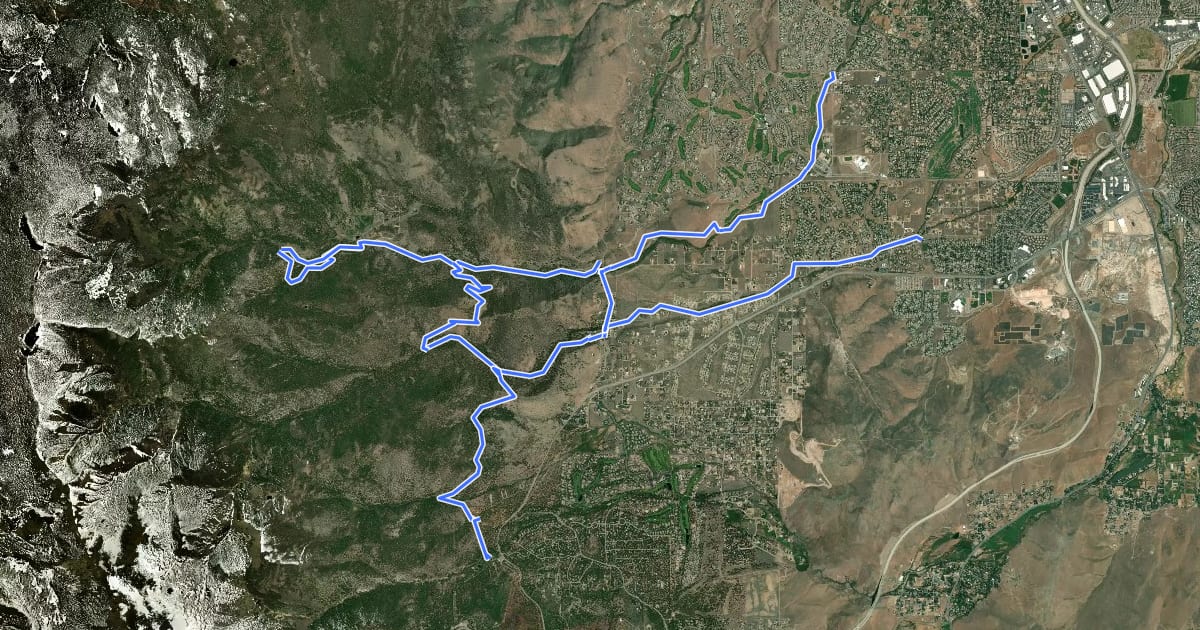 Маршрут Jones/Whites/Thomas Creeks Trail System на спутниковом снимке