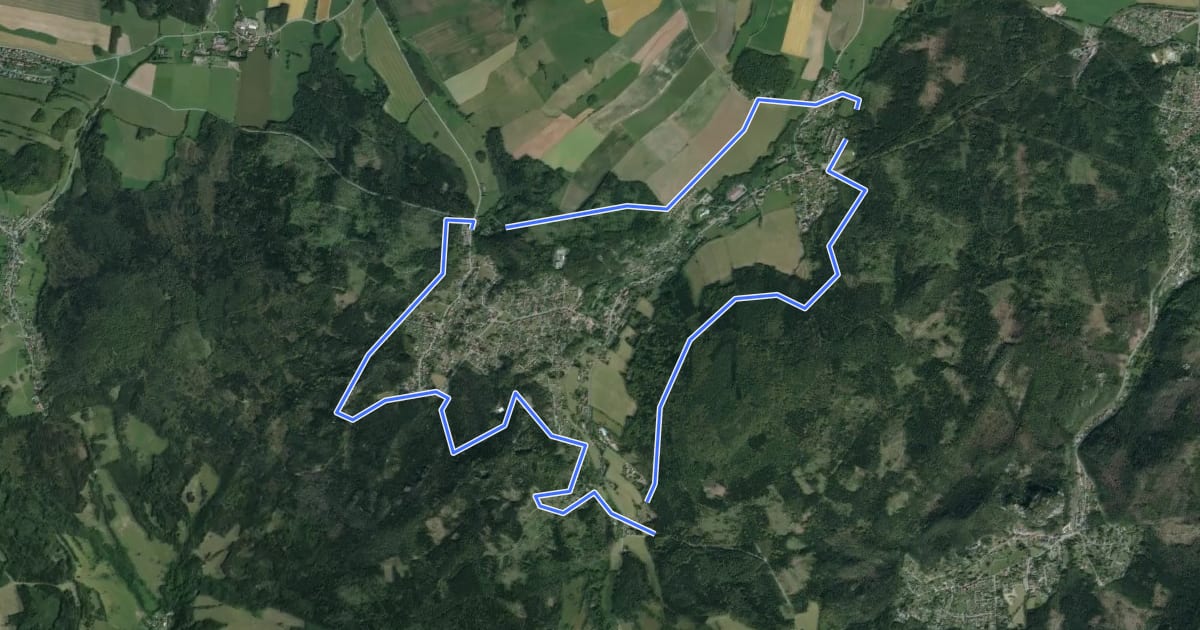 Маршрут Jonsdorf Ringweg (grüner Punkt) на спутниковом снимке