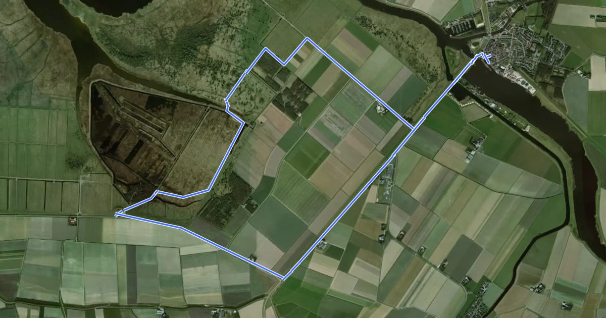 Маршрут Jopie's fietsroute на спутниковом снимке