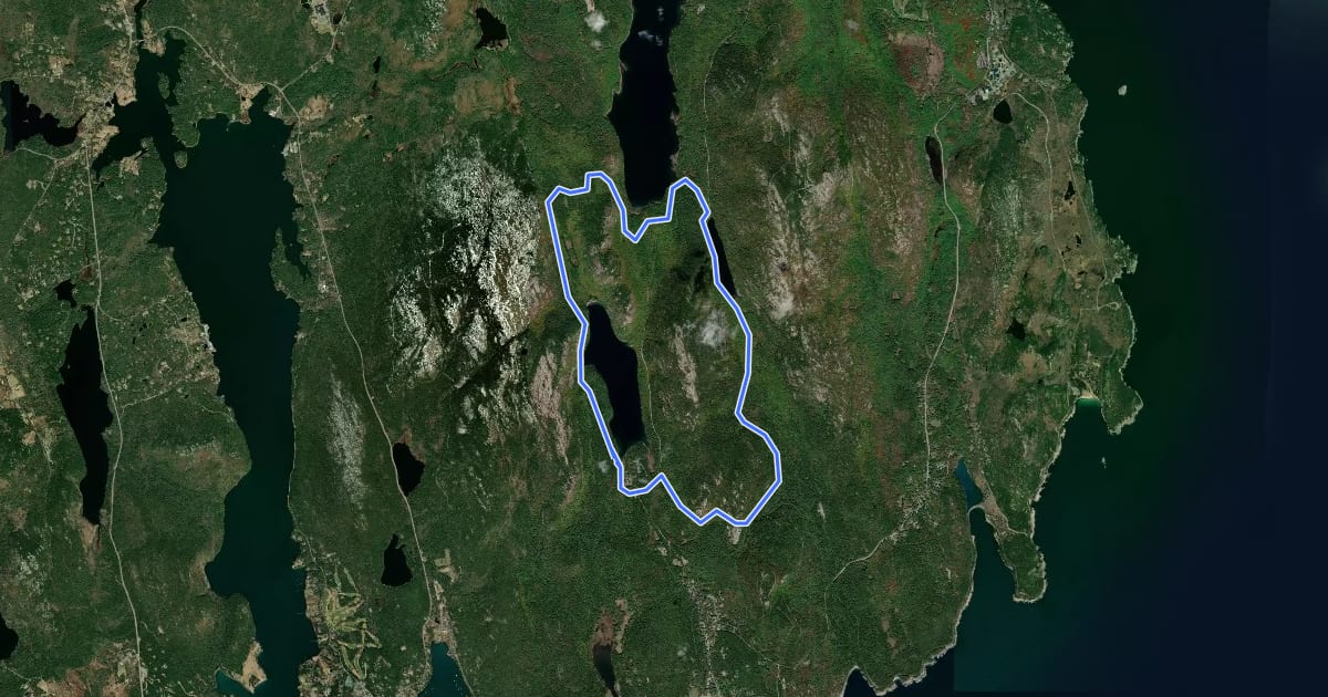 Маршрут Jordan Pond Loop на спутниковом снимке