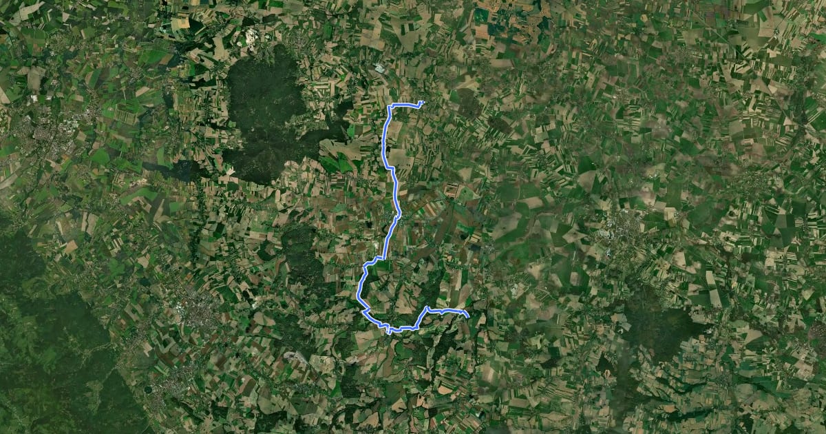 Маршрут Jordanów Śląski – Żelowice на спутниковом снимке