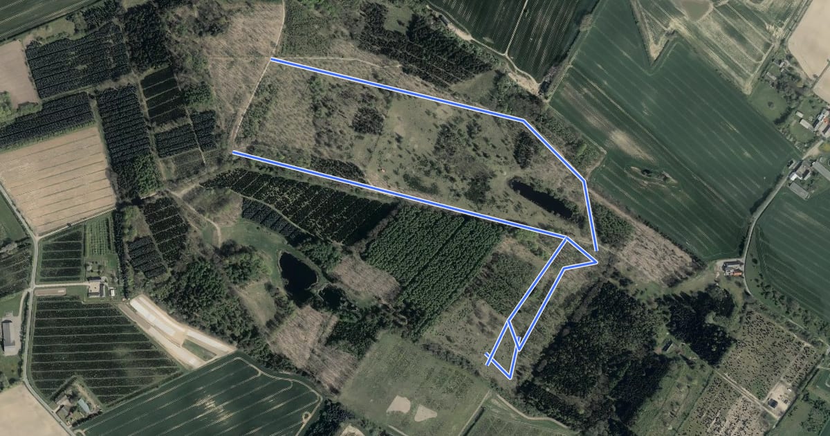 Маршрут Jordløse Landsti - Jordløse Skov на спутниковом снимке