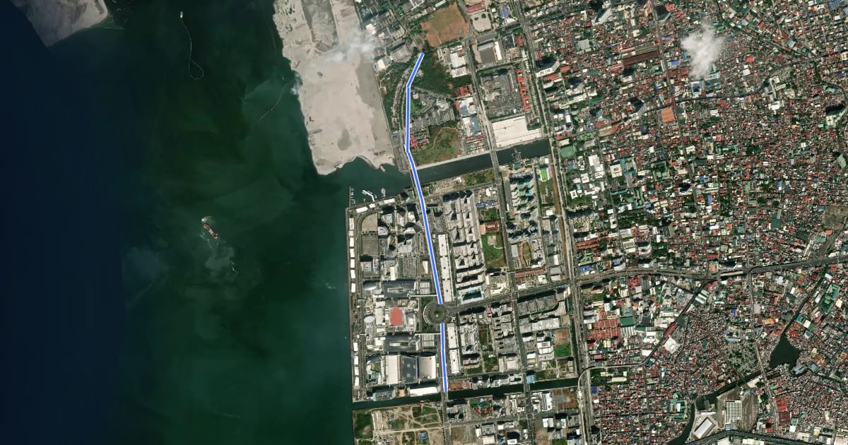 Маршрут Jose W. Diokno Boulevard bicycle route (northbound) на спутниковом снимке