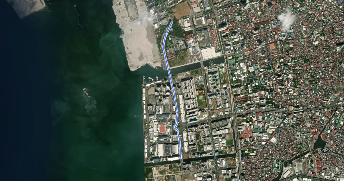 Маршрут Jose W. Diokno Boulevard bicycle route (southbound) на спутниковом снимке