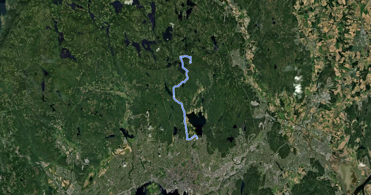 Маршрут Jotunheimstien (Etappe 1B) на спутниковом снимке