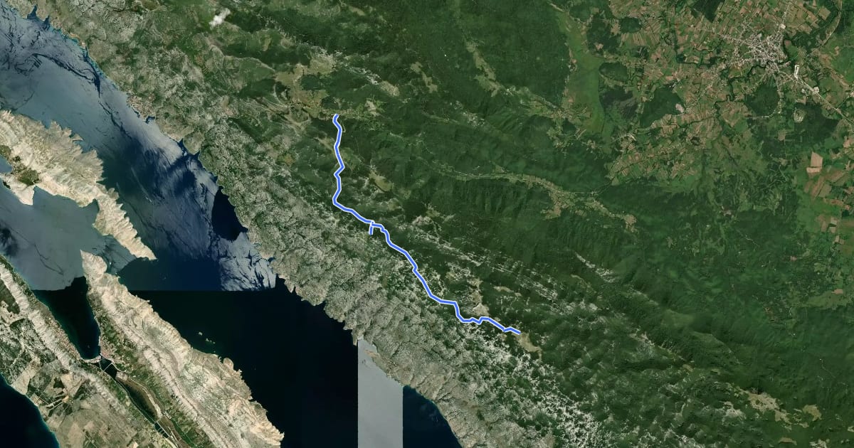 Маршрут Južni Velebit I - do Šugarske dulibe на спутниковом снимке