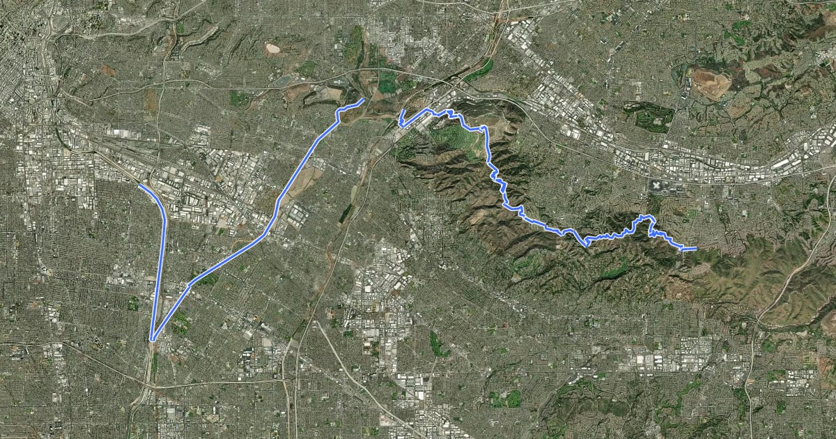 Маршрут Juan Bautista de Anza National Historic Trail на спутниковом снимке