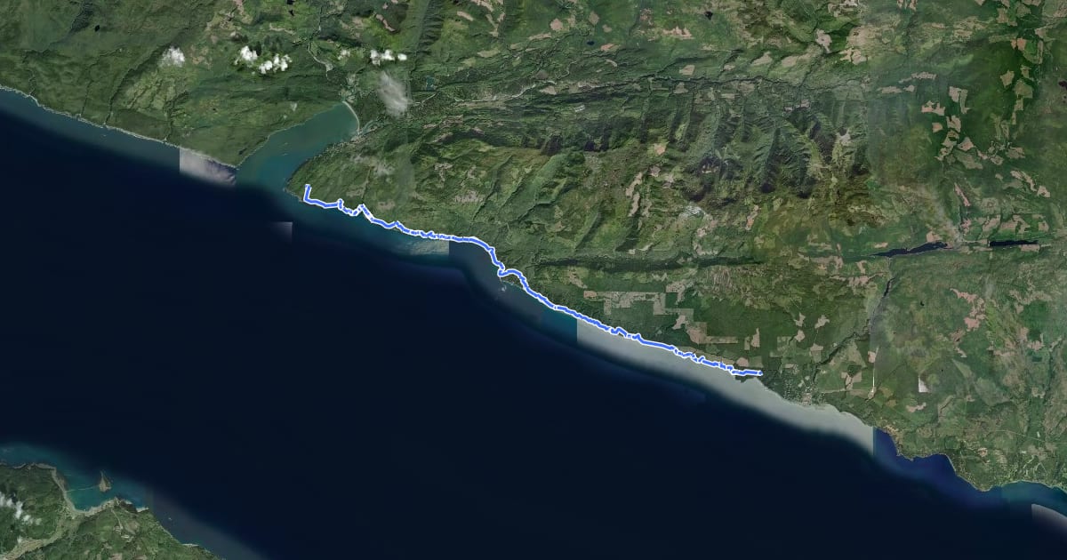 Маршрут Juan de Fuca Marine Trail на спутниковом снимке