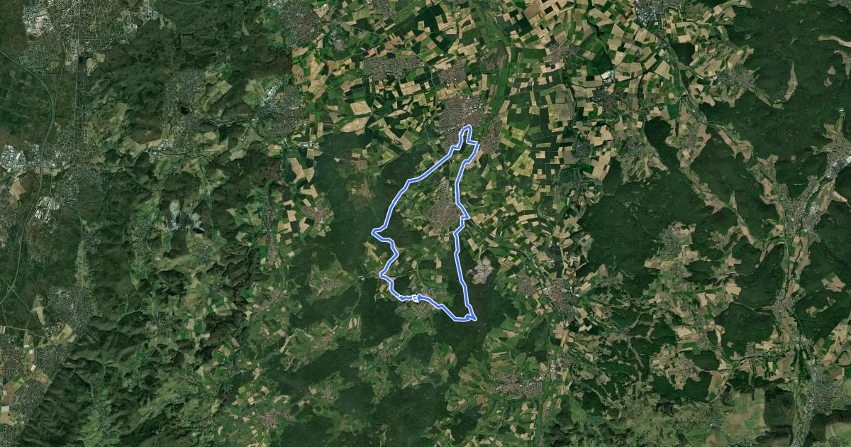 Маршрут Jubiläumsweg Sparkasse-Dieburg 1 : Wanderung im vorderen Odenwald на спутниковом снимке
