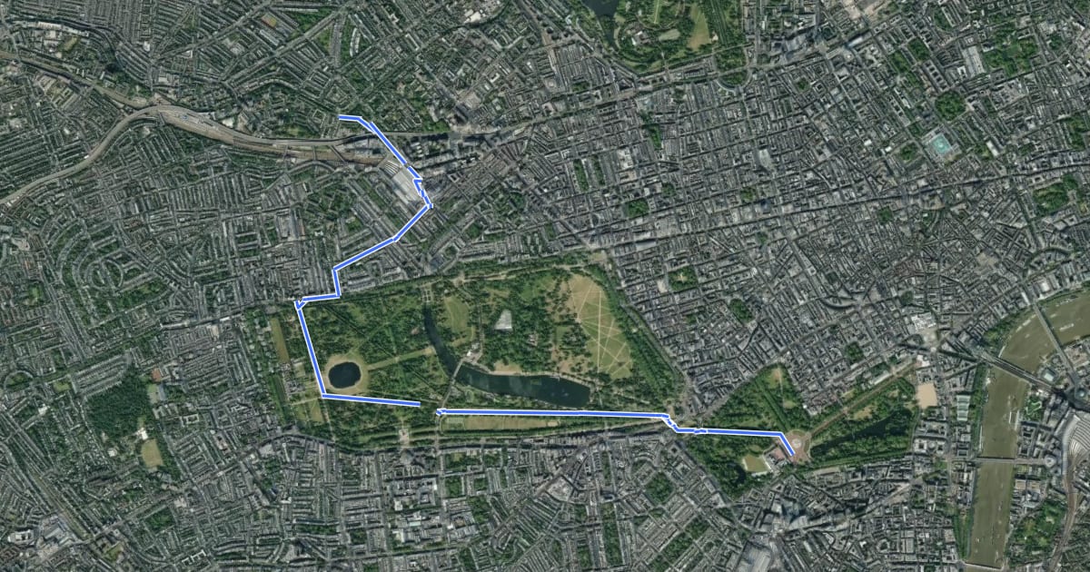 Маршрут Jubilee Greenway (section 1) на спутниковом снимке