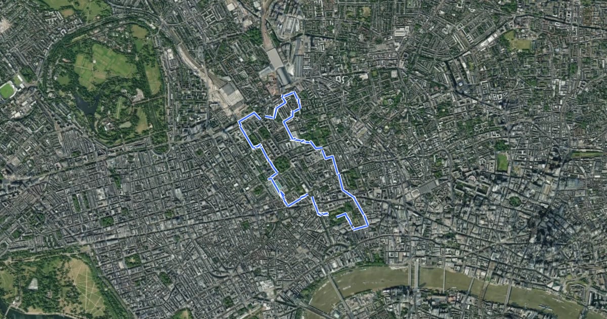 Маршрут Jubilee Walkway (Camden Loop) на спутниковом снимке