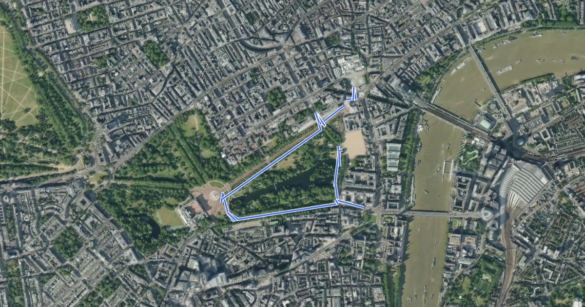 Маршрут Jubilee Walkway (Jubilee Loop) на спутниковом снимке