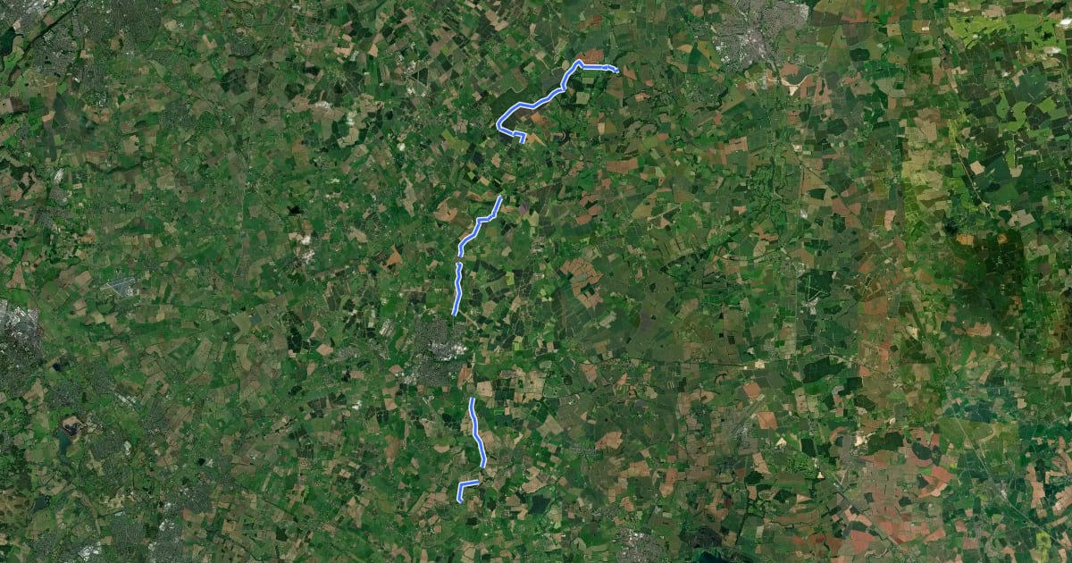 Маршрут Jubilee Way (Leicestershire) на спутниковом снимке