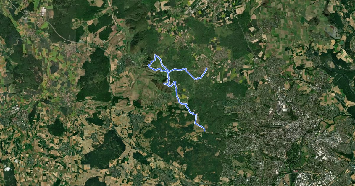 Маршрут Jugendwanderweg "Über den Dörnberg" на спутниковом снимке