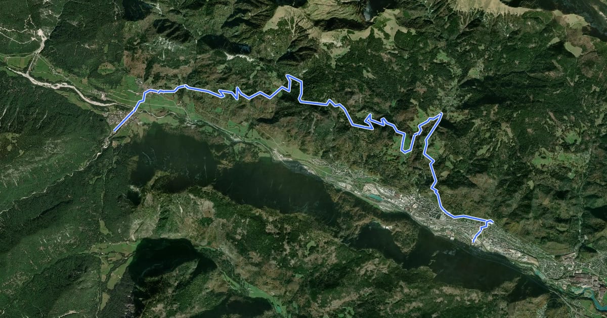 Маршрут Juliana Trail - stage 2: Mojstrana - Jesenice на спутниковом снимке