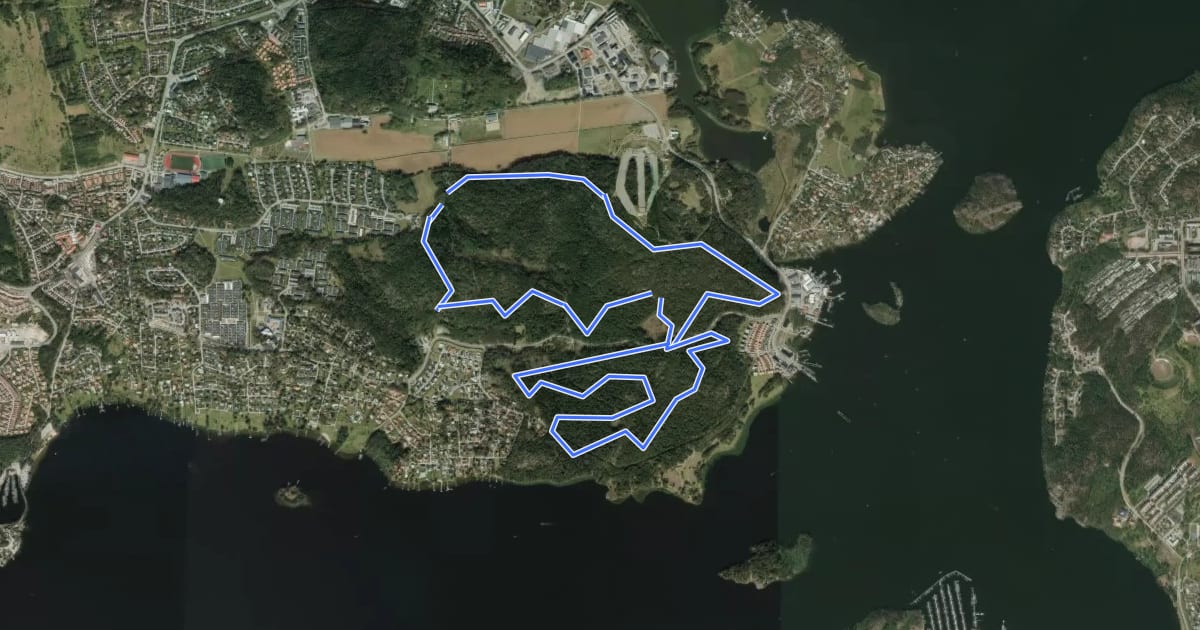 Маршрут Jungfrusundsåsen 10km motionsspår на спутниковом снимке