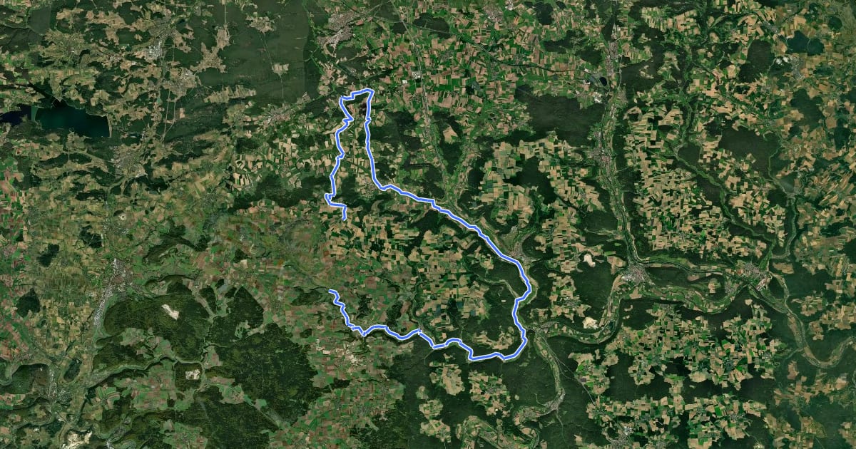 Маршрут Jura-Bier-Tour на спутниковом снимке