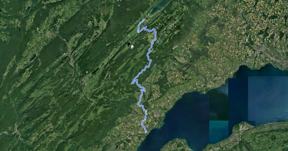 Маршрут Jura Bike на спутниковом снимке