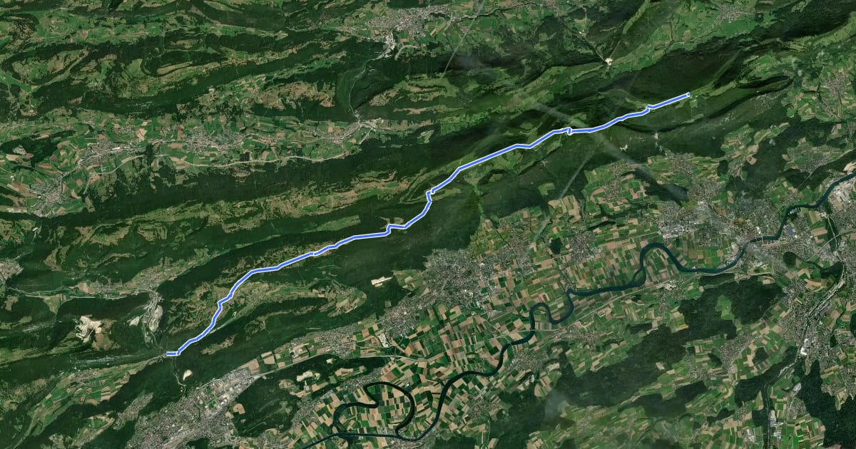Маршрут Jura-Höhenweg на спутниковом снимке