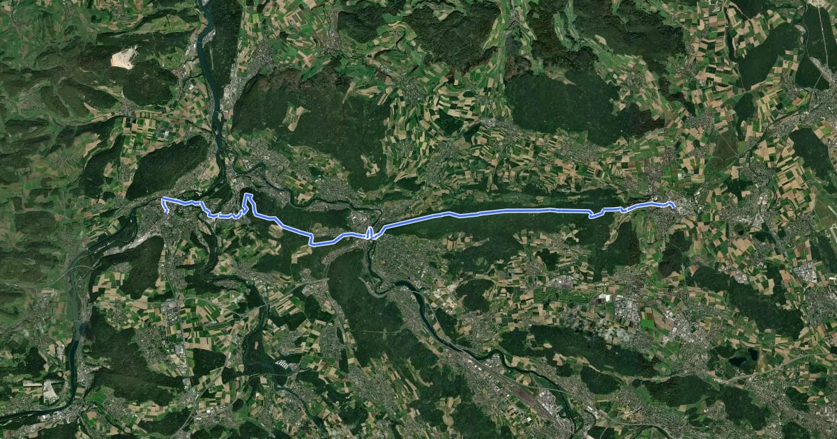 Маршрут Jura-Höhenweg на спутниковом снимке
