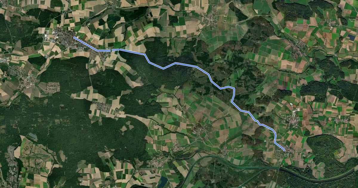 Маршрут Jurahochweg на спутниковом снимке