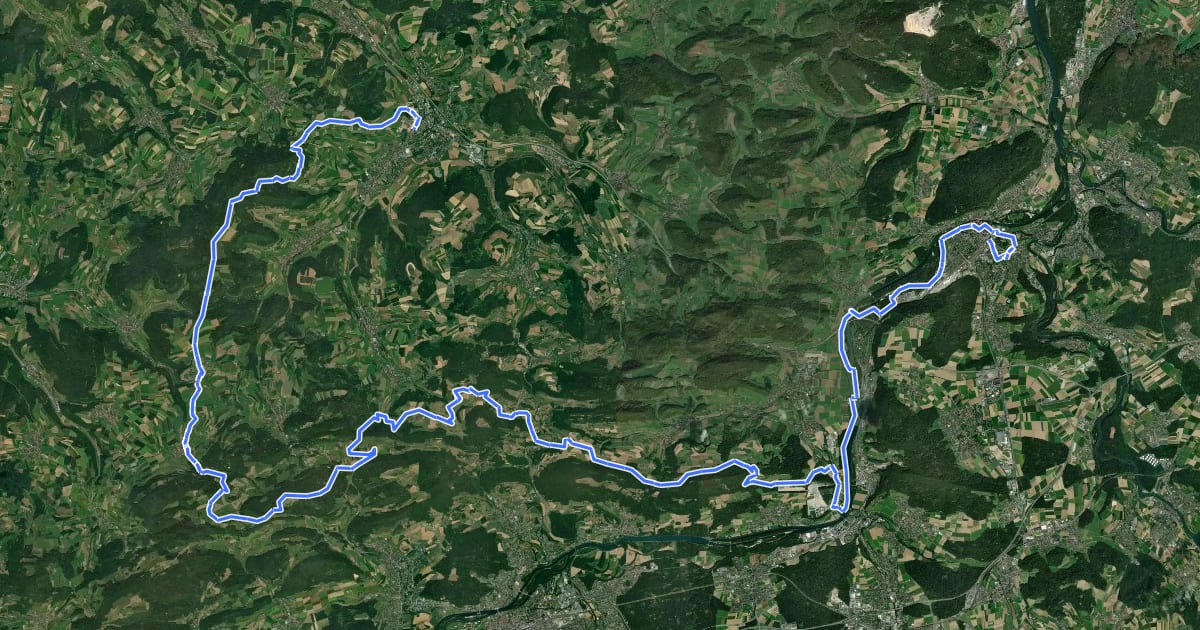 Маршрут Jurapark Aargau на спутниковом снимке