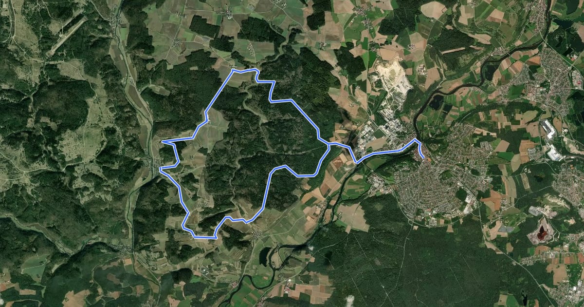 Маршрут Jurasteig Schlaufe 3 Burg Lengenfeld-Schlaufe на спутниковом снимке