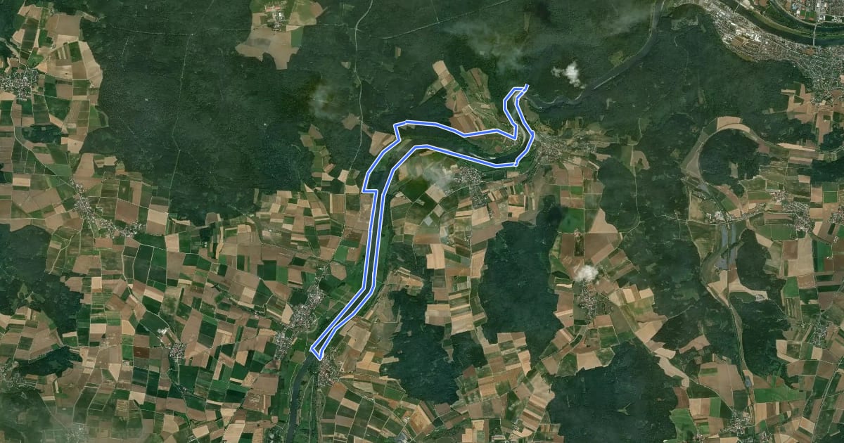 Маршрут Jurasteig Schlaufe 4 Donau-Schlaufe на спутниковом снимке