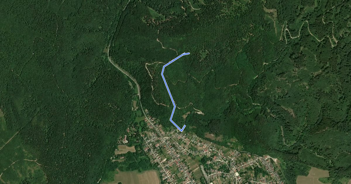 Маршрут KΩ (Bakonybél – Likas-kő) на спутниковом снимке