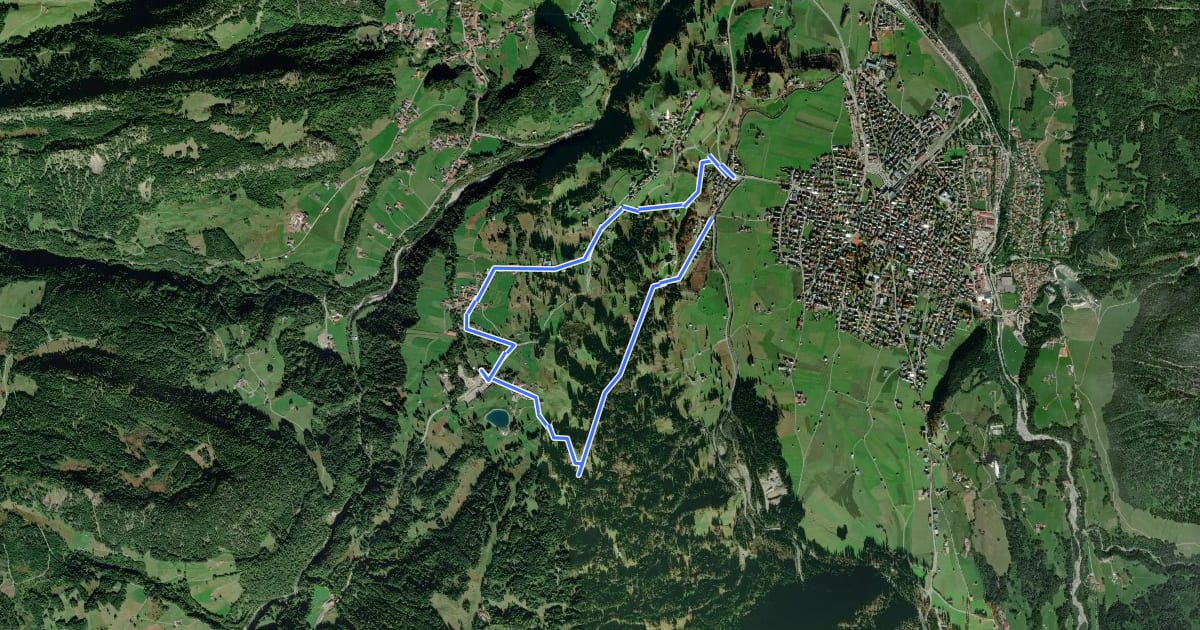Маршрут K - Über Kornau zum Bergkristall на спутниковом снимке